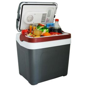 P25 Iceless Electric Cooler 12V 24L / 26 qt Portable Ice Chest Fridge Grey and Red