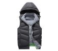 Men's Winter Vest Quilted Padded Winter Sleeveless Jacket with Knitted Hood